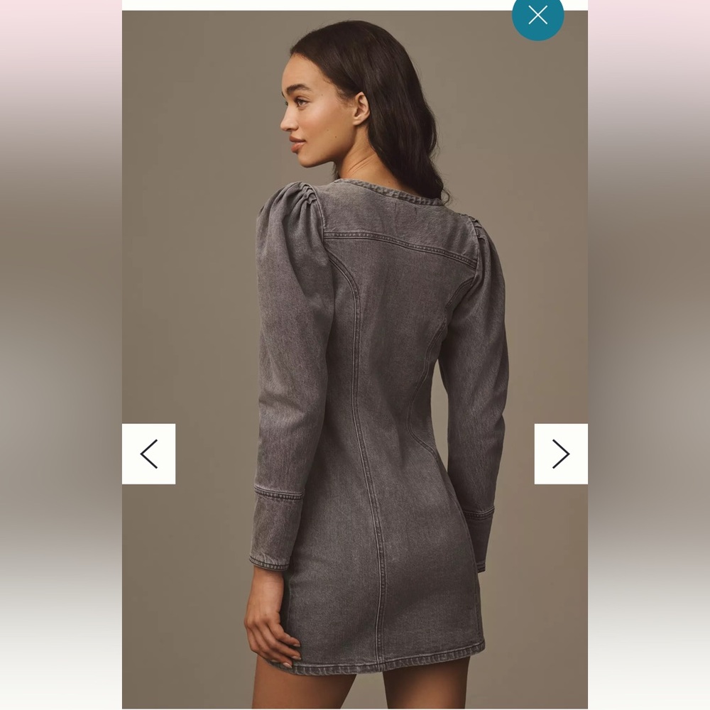 NWT Anthropologie Gray Button-Up Dress - Picture 3 of 6